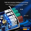2 in 1 USB to USB-C / Type-C Data Cable + 30W QC 3.0 4 USB Interfaces Mobile Phone Tablet PC Universal Quick Charger Travel Charger Set, EU Plug(White)