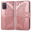 For OPPO A52/A72/A92 Butterfly Love Flower Embossed Horizontal Flip Leather Case with Bracket / Card Slot / Wallet / Lanyard(Rose Gold)