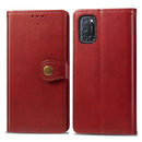 For OPPO A52/A72/A92 Retro Solid Color Leather Buckle Phone Case with Lanyard & Photo Frame & Card Slot & Wallet & Stand Function(Red)