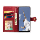 For OPPO A52/A72/A92 Retro Solid Color Leather Buckle Phone Case with Lanyard & Photo Frame & Card Slot & Wallet & Stand Function(Red)