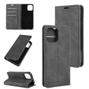 For iPhone 12 / 12 Pro Retro-skin Business Magnetic Suction Leather Case with Holder & Card Slots & Wallet(Black)
