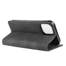 For iPhone 12 / 12 Pro Retro-skin Business Magnetic Suction Leather Case with Holder & Card Slots & Wallet(Black)