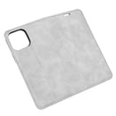 For iPhone 12 / 12 Pro Retro-skin Business Magnetic Suction Leather Case with Holder & Card Slots & Wallet(Grey)