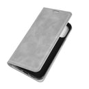 For iPhone 12 / 12 Pro Retro-skin Business Magnetic Suction Leather Case with Holder & Card Slots & Wallet(Grey)