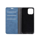 For iPhone 12 / 12 Pro Retro-skin Business Magnetic Suction Leather Case with Holder & Card Slots & Wallet(Dark Blue)