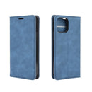 For iPhone 12 / 12 Pro Retro-skin Business Magnetic Suction Leather Case with Holder & Card Slots & Wallet(Dark Blue)