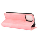 For iPhone 12 / 12 Pro Retro-skin Business Magnetic Suction Leather Case with Holder & Card Slots & Wallet(Pink)