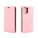 For iPhone 12 / 12 Pro Retro-skin Business Magnetic Suction Leather Case with Holder & Card Slots & Wallet(Pink)