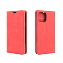 For iPhone 12 / 12 Pro Retro-skin Business Magnetic Suction Leather Case with Holder & Card Slots & Wallet(Red)