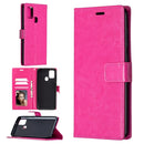 For Samsung Galaxy A21s Crazy Horse Texture Horizontal Flip Leather Case with Holder & Card Slots & Wallet & Photo Frame(Rose Red)