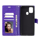 For Samsung Galaxy A21s Crazy Horse Texture Horizontal Flip Leather Case with Holder & Card Slots & Wallet & Photo Frame(Purple)