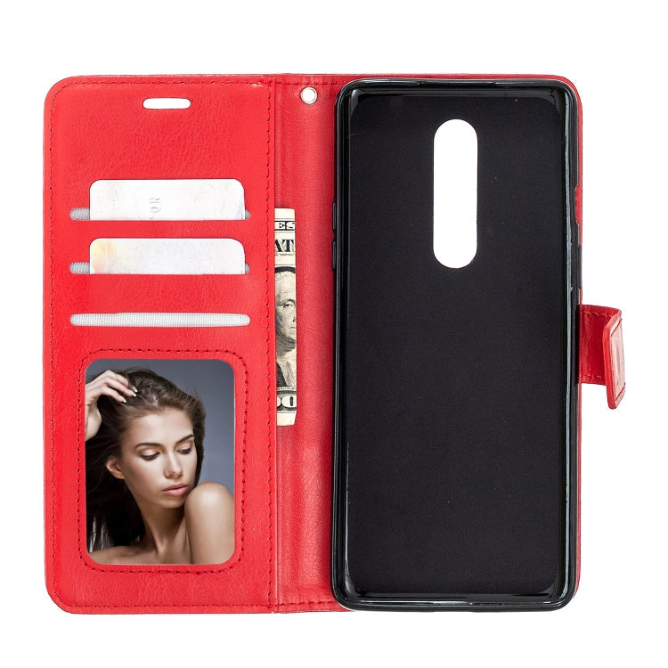 For OnePlus 8 Crazy Horse Texture Horizontal Flip Leather Case with Holder & Card Slots & Wallet & Photo Frame(Red)