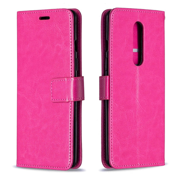 For OnePlus 8 Crazy Horse Texture Horizontal Flip Leather Case with Holder & Card Slots & Wallet & Photo Frame(Rose Red)