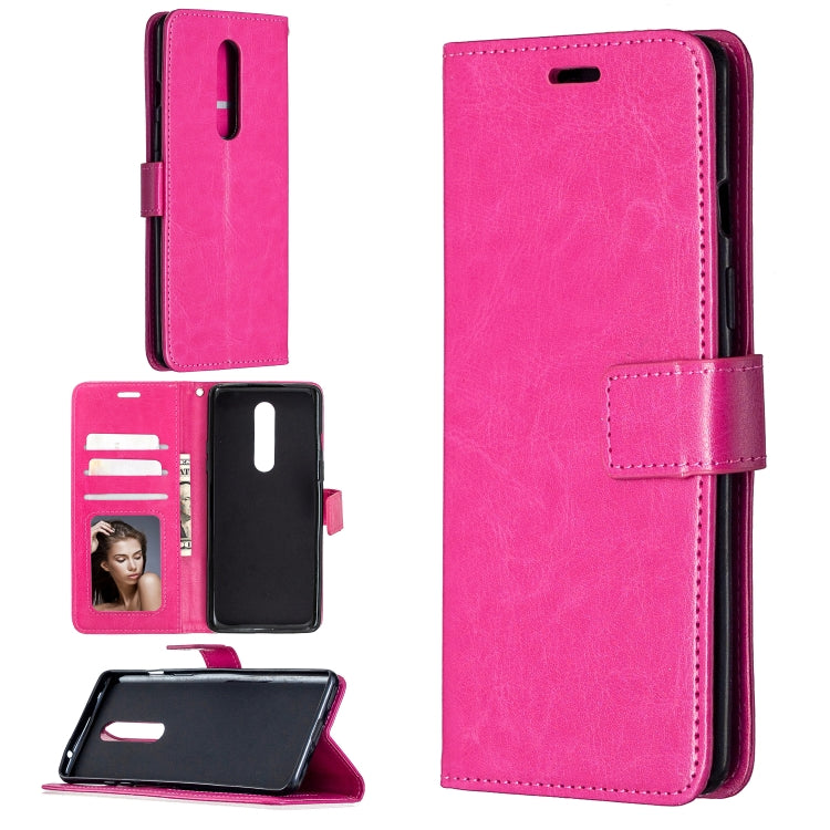 For OnePlus 8 Crazy Horse Texture Horizontal Flip Leather Case with Holder & Card Slots & Wallet & Photo Frame(Rose Red)