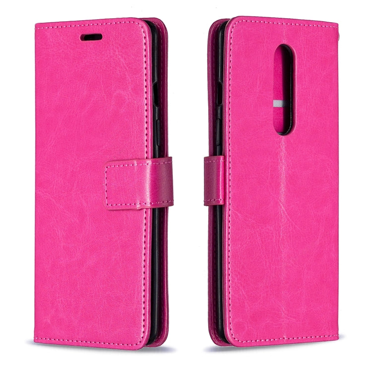 For OnePlus 8 Crazy Horse Texture Horizontal Flip Leather Case with Holder & Card Slots & Wallet & Photo Frame(Rose Red)