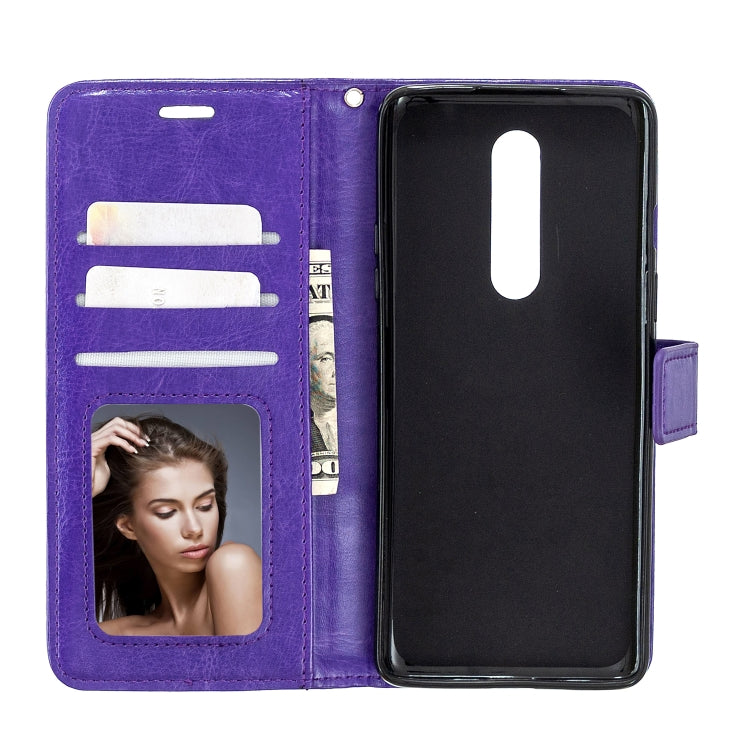 For OnePlus 8 Crazy Horse Texture Horizontal Flip Leather Case with Holder & Card Slots & Wallet & Photo Frame(Purple)