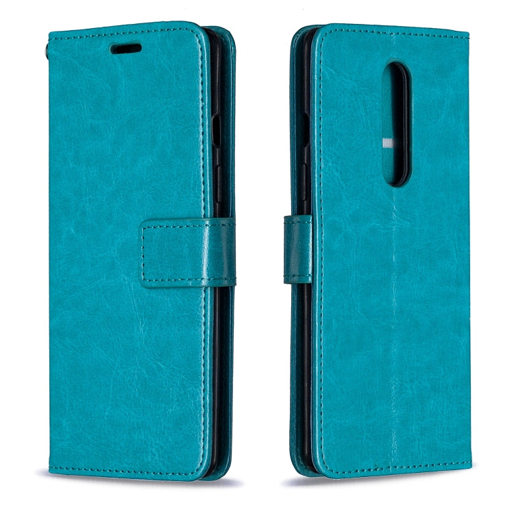 For OnePlus 8 Crazy Horse Texture Horizontal Flip Leather Case with Holder & Card Slots & Wallet & Photo Frame(Blue)
