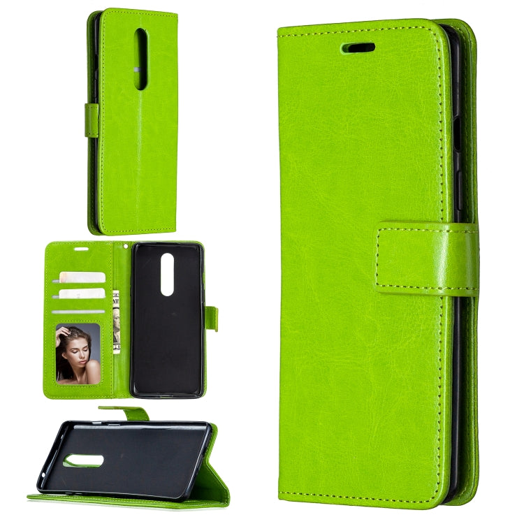 For OnePlus 8 Crazy Horse Texture Horizontal Flip Leather Case with Holder & Card Slots & Wallet & Photo Frame(Green)