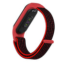 For Xiaomi Mi Band 5/4/3 Texture Case Hook and Loop Fastener Watch Band(Red Black)