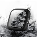 For Fitbit Versa 2 Fuel injection Frosted PC Shell + Tempered Glass Film(Black)