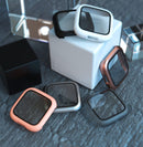 For Fitbit Versa 2 Fuel injection Frosted PC Shell + Tempered Glass Film(Black)