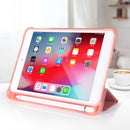 For iPad mini 5 / mini 4 / mini 3 / mini 2 / mini 3-folding Litchi Texture Horizontal Flip PU Leather + Shockproof TPU Case with Holder & Pen Slot(Red)