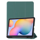 For Samsung Galaxy S6 Lite P610 Honeycomb Ventilation Foldable Deformation Horizontal Flip PU Leather Case with 3-Folding Holder & Pen Slot & Smart Sleep / Wake-up(Dark Night Green)