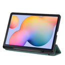 For Samsung Galaxy S6 Lite P610 Honeycomb Ventilation Foldable Deformation Horizontal Flip PU Leather Case with 3-Folding Holder & Pen Slot & Smart Sleep / Wake-up(Dark Night Green)