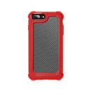 For iPhone 7 & 8 & 6 & 6s Transparent Carbon Fiber Texture Rugged Full Body TPU+PC Scratch-Resistant Shockproof Case(Red)