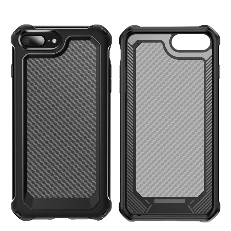 For iPhone 7 & 8 & 6 & 6s Transparent Carbon Fiber Texture Rugged Full Body TPU+PC Scratch-Resistant Shockproof Case(Red)