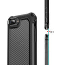 For iPhone 7 & 8 & 6 & 6s Transparent Carbon Fiber Texture Rugged Full Body TPU+PC Scratch-Resistant Shockproof Case(Red)