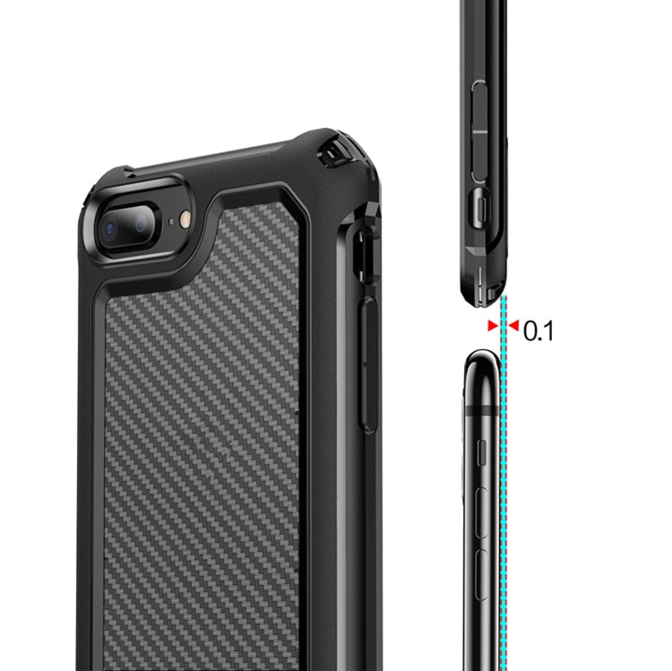 For iPhone 7 & 8 & 6 & 6s Transparent Carbon Fiber Texture Rugged Full Body TPU+PC Scratch-Resistant Shockproof Case(Red)