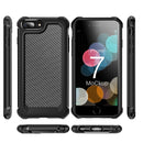 For iPhone 7 & 8 & 6 & 6s Transparent Carbon Fiber Texture Rugged Full Body TPU+PC Scratch-Resistant Shockproof Case(Red)
