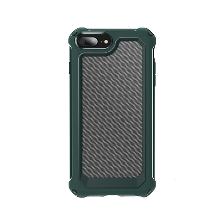 For iPhone 7 & 8 & 6 & 6s Transparent Carbon Fiber Texture Rugged Full Body TPU+PC Scratch-Resistant Shockproof Case(Army Green)
