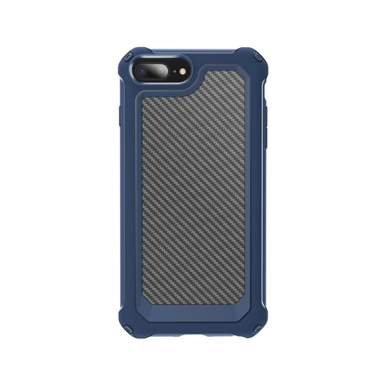 For iPhone 7 & 8 & 6 & 6s Transparent Carbon Fiber Texture Rugged Full Body TPU+PC Scratch-Resistant Shockproof Case(Blue)