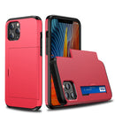 For iPhone 12 mini Shockproof Rugged Armor Protective Case with Card Slot(Red)