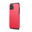 For iPhone 12 mini Shockproof Rugged Armor Protective Case with Card Slot(Red)