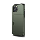 For iPhone 12 mini Shockproof Rugged Armor Protective Case with Card Slot(Army Green)