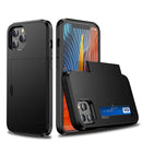 For iPhone 12 / 12 Pro Shockproof Rugged Armor Protective Case with Card Slot(Black)