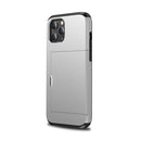 For iPhone 12 / 12 Pro Shockproof Rugged Armor Protective Case with Card Slot(Silver)