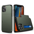 For iPhone 12 / 12 Pro Shockproof Rugged Armor Protective Case with Card Slot(Army Green)