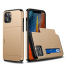 For iPhone 12 / 12 Pro Shockproof Rugged Armor Protective Case with Card Slot(Gold)
