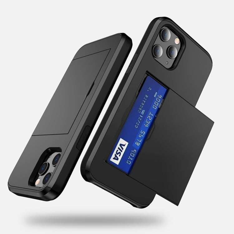 For iPhone 12 Pro Max Shockproof Rugged Armor Protective Case with Card Slot(Black)
