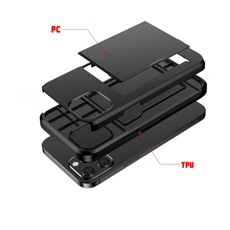 For iPhone 12 Pro Max Shockproof Rugged Armor Protective Case with Card Slot(Black)