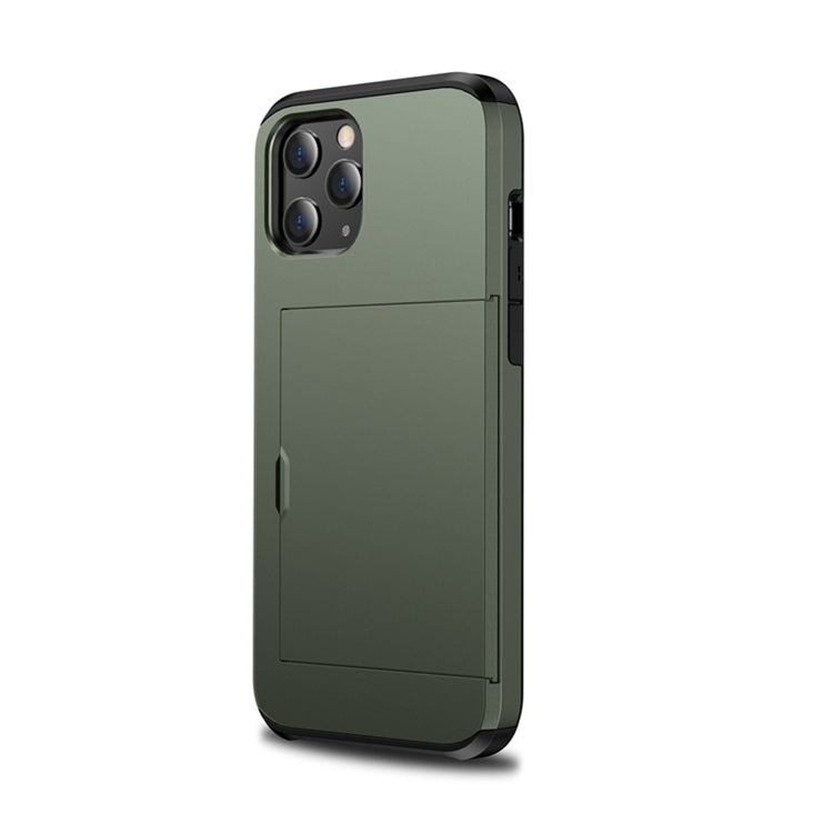 For iPhone 12 Pro Max Shockproof Rugged Armor Protective Case with Card Slot(Army Green)