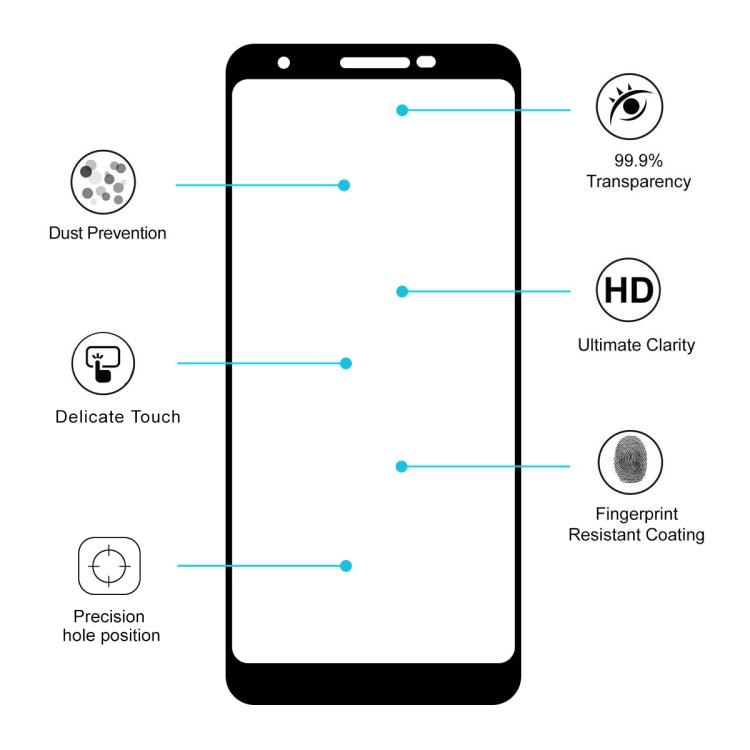 ENKAY Hat-prince Full Glue 0.26mm 9H 2.5D Tempered Glass Film for Google Pixel 3a