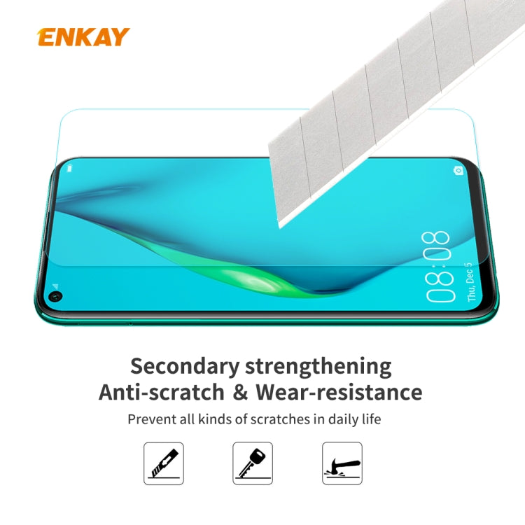 For Huawei P40 Lite 2 PCS ENKAY Hat-Prince 0.26mm 9H 2.5D Curved Edge Tempered Glass Film