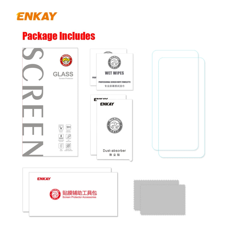For Huawei P40 Lite 2 PCS ENKAY Hat-Prince 0.26mm 9H 2.5D Curved Edge Tempered Glass Film