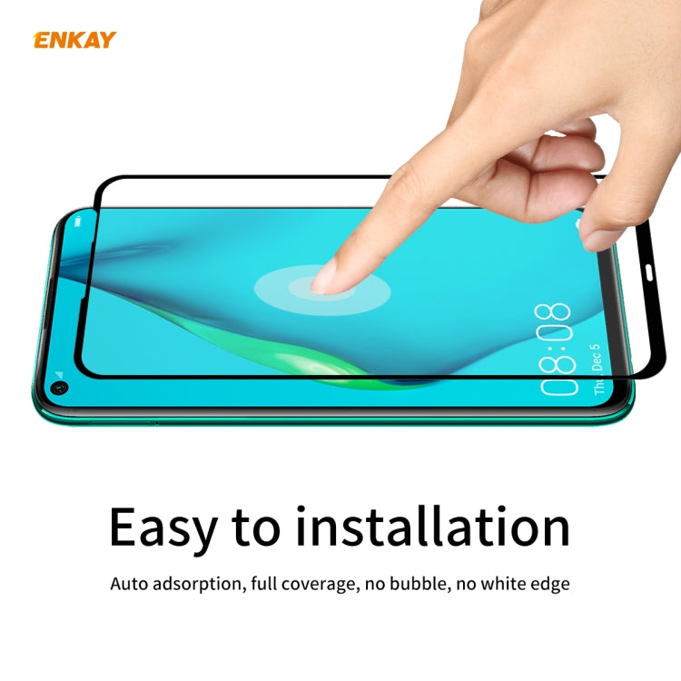For Huawei P40 Lite ENKAY Hat-Prince Full Glue 0.26mm 9H 2.5D Tempered Glass Full Coverage Film
