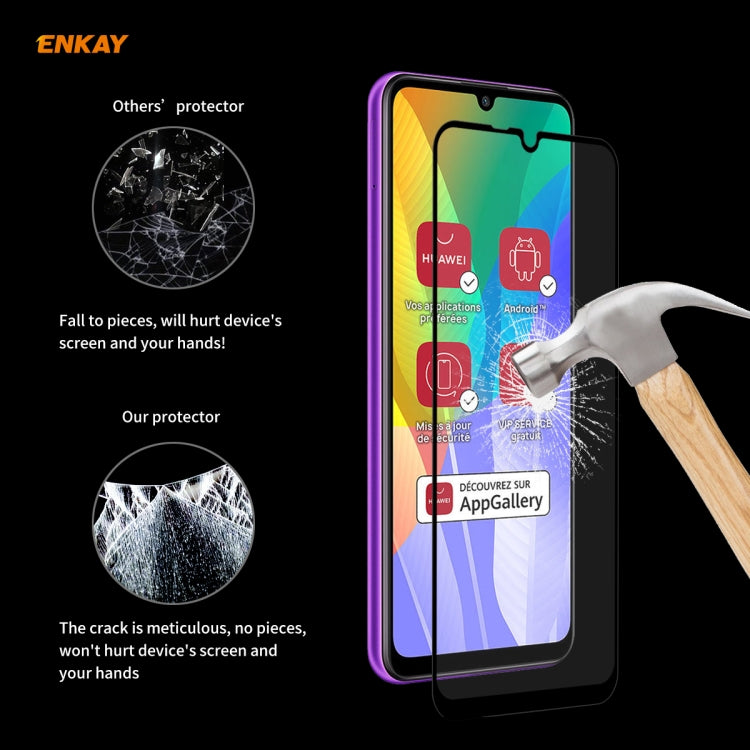For Huawei Y6p 2 PCS ENKAY Hat-Prince Full Glue 0.26mm 9H 2.5D Tempered Glass Full Coverage Film